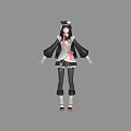 Game And Movie Character In Black And White Outfit With Pink Accents And Hat