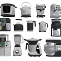 Various Modern Daily Electrical Appliances With Stainless Steel And Black Design For Household Use