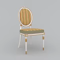 Elegant Vintage Dining Chair With Striped Upholstered Seat White Frame And Gold Accents