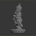 Intricate Ganesha Statue With Multiple Arms Holding Items And Decorative Pedestal Carvings