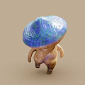 Walking Mushroom Creature With Blue Green Cap And Brown Body