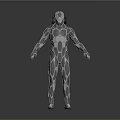 Futuristic Metallic Robot Armor Suit With Silver Black Detailed Design Standing Pose