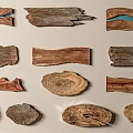 Assorted Natural Wood Slices With Unique Textures And Shapes For Wall Decor
