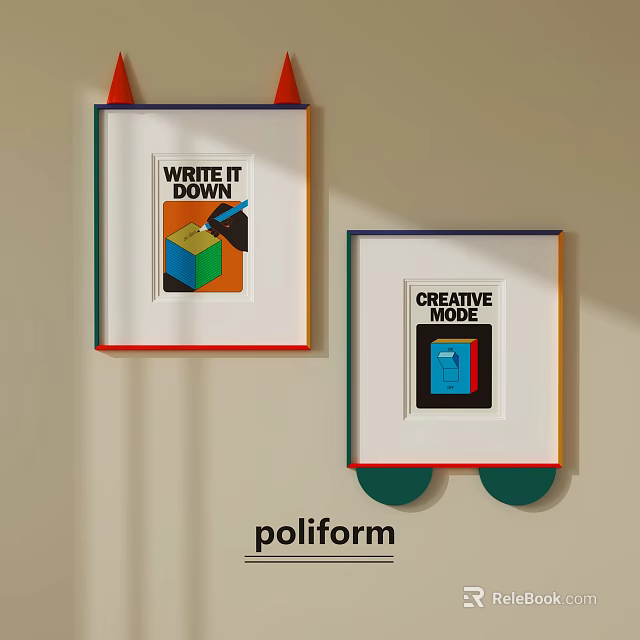 Creative Picture Frames Featuring Colorful Borders And Inspirational Quotes On Wall 3d model