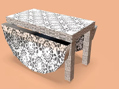 Modern Office Desk With Black White Patterned Surface And Artistic Leg Support Design 3d model