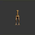 Golden Metallic Dinosaur Model in Standing Pose on Dark Background
