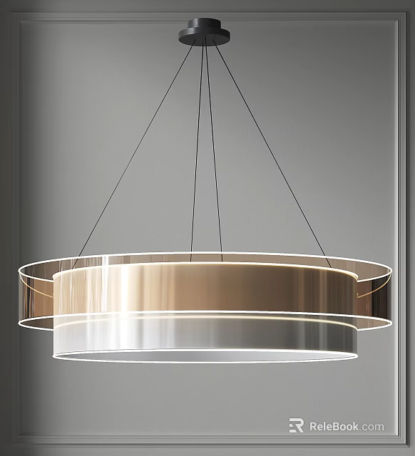 Modern Double Ring Chandelier With Elegant Transparent Metallic Layers Contemporary Lighting Fixture 3d model 