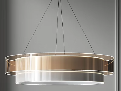 Modern Double Ring Chandelier With Elegant Transparent Metallic Layers Contemporary Lighting Fixture 3d model