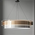 Modern Double Ring Chandelier With Elegant Transparent Metallic Layers Contemporary Lighting Fixture