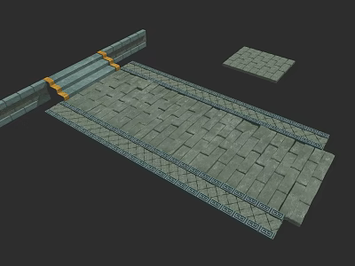 Gray Stone Slab Paving With Steps And Decorative Edges Construction Components 3d model