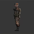 Military Soldier 3D Model In Camouflage Uniform With Helmet And Tactical Vest Arms Outstretched