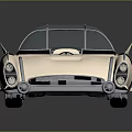Vintage Classic Car With Streamlined Body Open Top Tail Fins And Shiny Finish