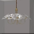 Modern Transparent Glass Petal Chandelier With Brown Rope Hanging And Golden Frame