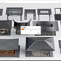 Traditional Chinese Architectural Models Featuring Various Roof Designs Geometric Shapes And Wooden Structures
