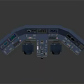 Blue Control Console With Multiple Displays Buttons And Operator Chairs