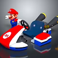 Mario Themed Red White Blue Go Kart With Steering Wheel M Logo Black Exhausts