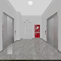 Modern Elevator Hallway With Light Tile Walls Marble Floor Side Windows Bright Spacious Design 3d model