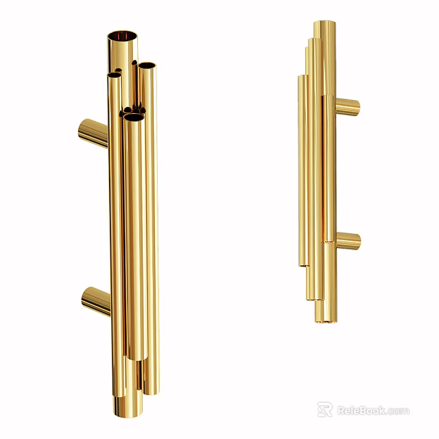 Modern Gold Wall Lamp With Vertical Metal Tube Structure For Interior Design 3d model 
