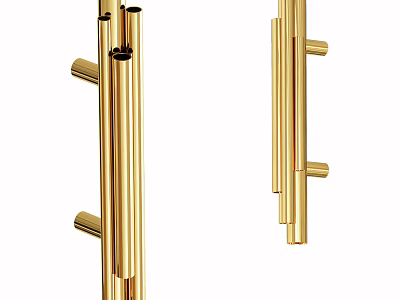 Modern Gold Wall Lamp With Vertical Metal Tube Structure For Interior Design 3d model