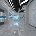 Science and technology exhibition hall LED splicing large screen development history wall interactive touch screen 3d model