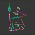 Futuristic Sci Fi Weapon Set With Glowing Blue Spear Hammer Sickle And Dagger