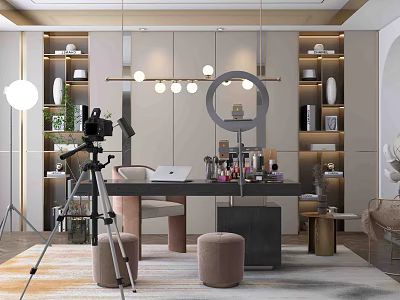 Modern Public Office Space Design With Open Layout Desks And Pendant Lighting 3d model