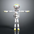 Cartoon Style 3D Astronaut Figure Wearing White Space Suit With Yellow Accents And Black Straps