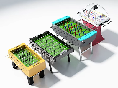 Colorful Foosball Tables For Indoor Play Equipment With Various Designs And Styles 3d model