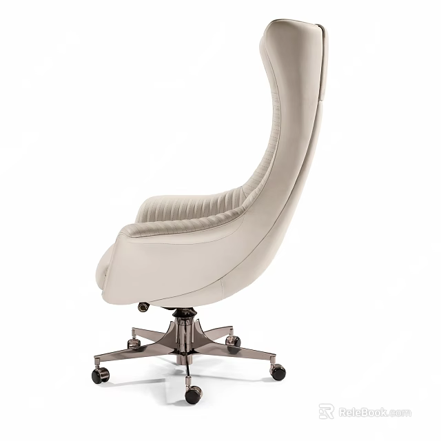 Modern High Back Leather Office Chair With Comfortable Cushion And Rolling Casters 3d model 