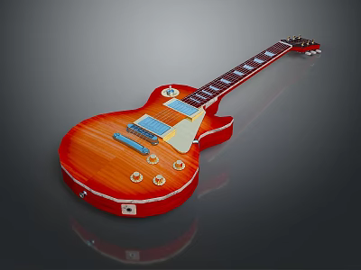 Electric Guitar With Sunburst Finish Mahogany Body And Rosewood Fingerboard 3d model