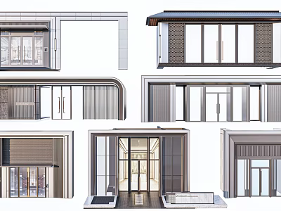 Modern Entrance Gate Design With Glass Panels Metal Frames And Porch Structures 3d model