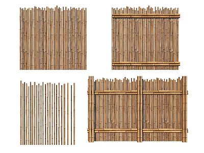 Garden Ornaments Featuring Bamboo Fences With Various Designs For Outdoor Use 3d model