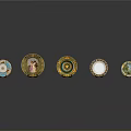 Colorful Decorative Household Plates With Unique Designs Various Patterns And Gold Accents