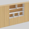 Modern Wooden File Cabinet With Closed Doors And Open Storage Shelves