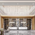 Luxury Hotel Lobby Interior With Grand Chandelier Marble Floor And Reception Counter