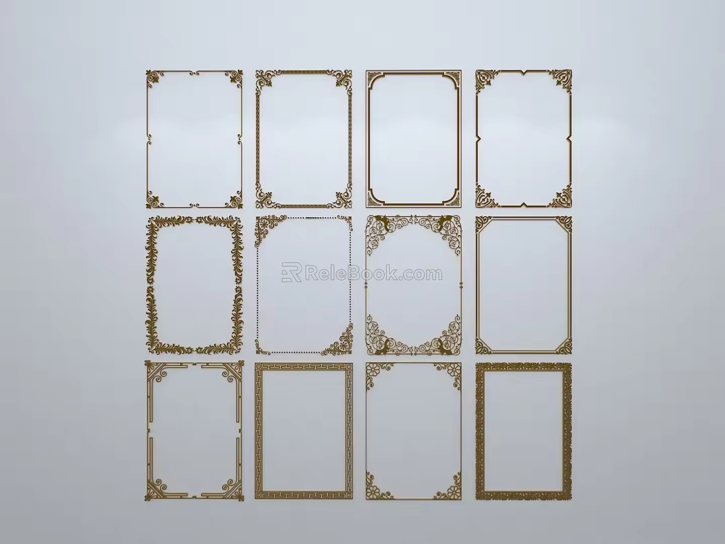 Chinese-style window grilles silhouette pane window sill border openwork window 3d model