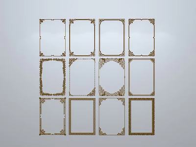 Chinese-style window grilles silhouette pane window sill border openwork window 3d model