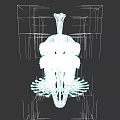 White Sculpture Carving With Multiple Skulls And Intricate Skeleton Structure