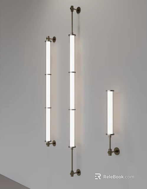 Modern Wall Lamps With Sleek Vertical Design And Metal Frame Fixtures 3d model 