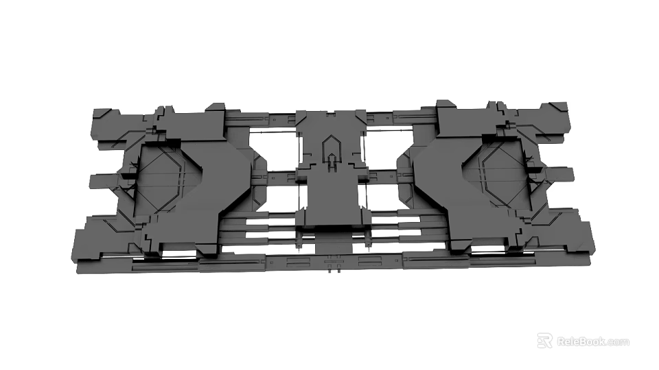 Mechanical Structure Component With 3D Designed Metal Frame And Holes 3d model 