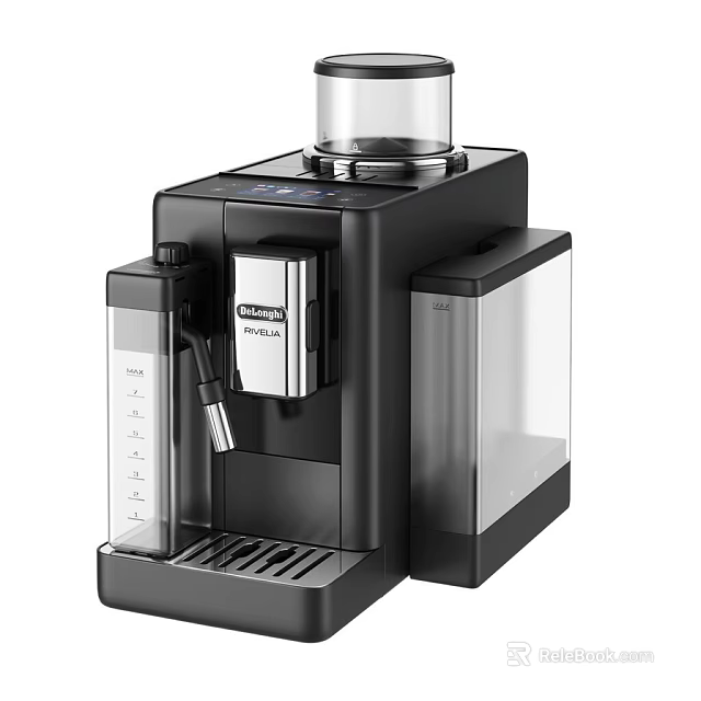 Delonghi Primadonna Black Coffee Machine With Transparent Water Tank And Built In Grinder 3d model 