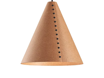Brown Cone Shaped Paper Pendant Light With Black Decorative Studs On The Side 3d model