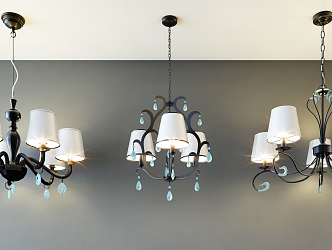 Simple European chandelier fashion simple metal chandelier combination 3d model