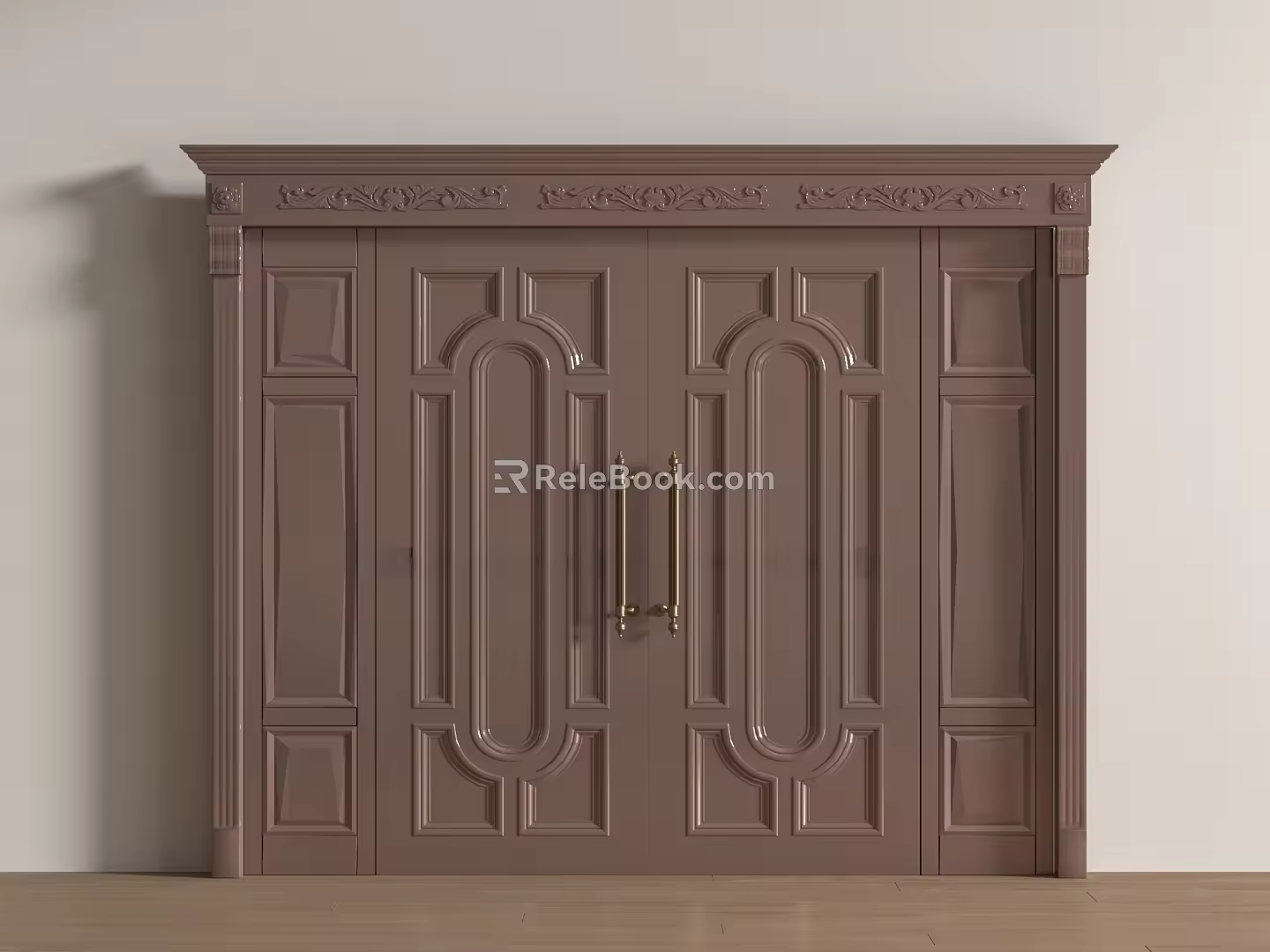 Modern double-door copper villa with large entrance, large red copper and large split 3d model