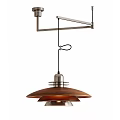 Modern Adjustable Arm Chandelier With Wooden Shade And Metal Bracket Design