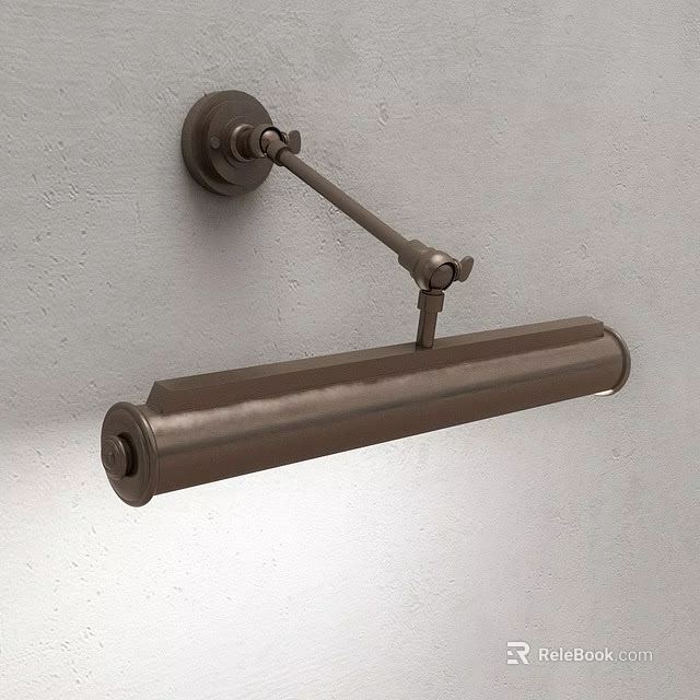 Modern Brushed Metal Wall Sconce With Adjustable Arm Mounted On Gray Textured Wall 3d model 