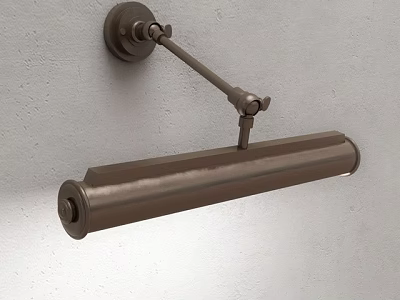 Modern Brushed Metal Wall Sconce With Adjustable Arm Mounted On Gray Textured Wall 3d model
