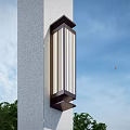 Modern Style Outdoor Wall Light With Brown Frame And Vertical Striped Design