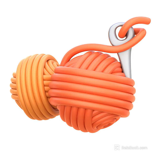 Home Decorative Ornament Set With Orange Knotted Ropes And Silver Hook 3d model 
