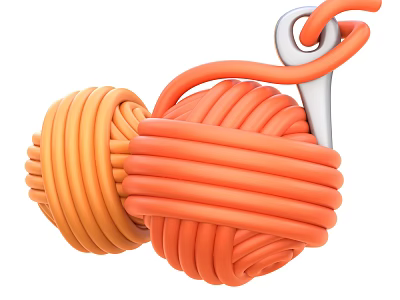 Home Decorative Ornament Set With Orange Knotted Ropes And Silver Hook 3d model